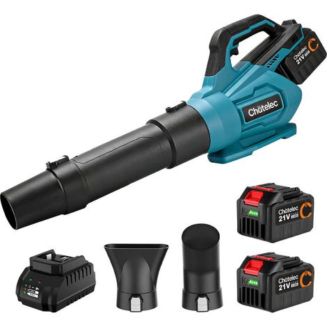 Akku-Laubbläser – 2 Akkus à 21 V, 6,0 Ah, bürstenloser Motor, stufenlose Drehzahlregelung, max. 172 km/h, 3 Düsen