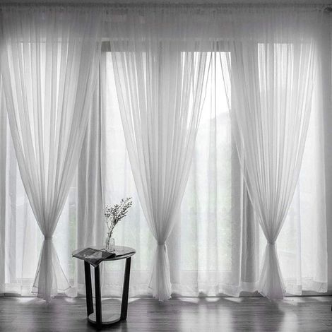1 pannello tenda in voile di poliestere bianco con passante per asta 100x200 cm Soggiorno Camera da letto Hotel (1/5)