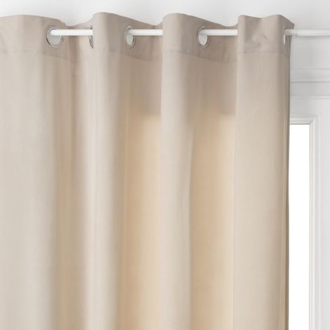 Rideau coloris taupe en polyester - L. 140 x H. 260 cm -PEGANE-