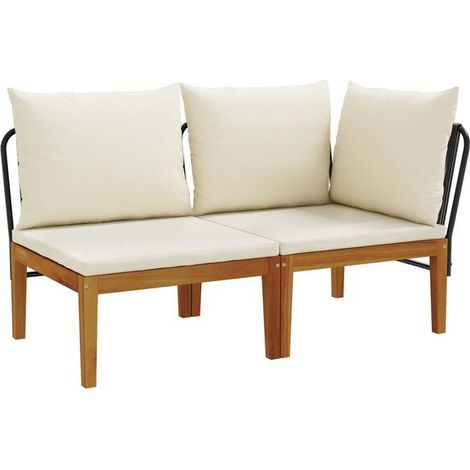 Ensemble de deux chaises longues de jardin, coussins inclus, couleur naturelle (1/5)