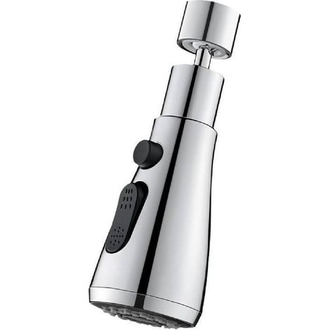 Robinet de cuisine et pommeau de douche à 360°- 3 modes- avec aérateur anti-éclaboussures- adaptateur de robinet universel réglable- adaptateur pour évier de cuisine multi-tailles. (1/4)