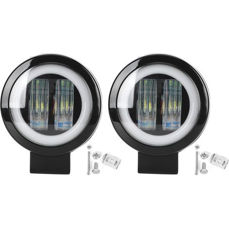 2 pièces 3-en-1 20W 6500K LED projecteur rond 4D double lentille IP68 lampe spot auto (1/5)
