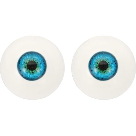 Une paire d'yeux de poupée remplaçables, yeux réalistes en acrylique, demi-yeux en plastique, yeux de sécurité de 30 mm, adaptés aux masques, accessoires d'Halloween et travaux manuels (turquoise). (1/5)