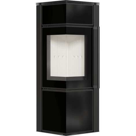 Kaminofen aus Stahl KRATKI TORA/S 8 kW Ø 150 Schwarzes Glaspaneel mit Türfeder (1/5)
