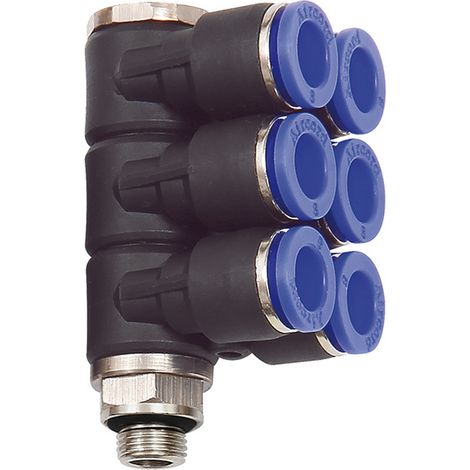 Riegler L-Mehrfachverteiler »Blaue Serie«, 6-fach, drehbar, G 1/4 a. Ø8mm (1/3)
