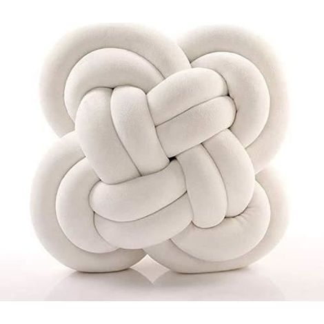 Noeud Coussin Velours Doux Oreiller Moderne et Décoratif Style Scandinave Coussin Canapé Lit Salon Chambre Bébé (Blanc) (1/4)