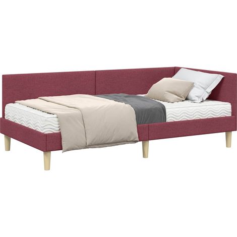 Maison Exclusive - Cadre de lit d'angle avec matelas Autre 2 pcs Gris tissu (1/5)
