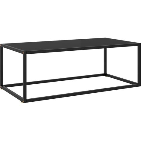 Table basse Noir avec verre noir 100x50x35 cm (1/5)