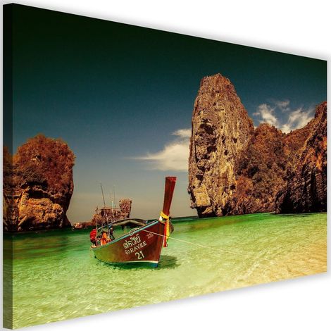 Tableau sur toile Plage tropicale Montagne 60x40 (1/5)