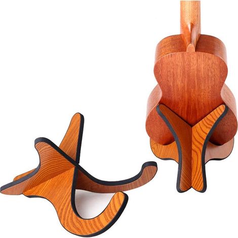 Support pour Ukulélé, Ukulele Stand en bois Stand Instrument musical détachable pliable avec pièces en forme de X pour guitare Ukulele, mandoline, banjo et violon, support de plancher professionnel, (1/5)