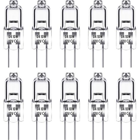 Ampoule Halogene G4, Ampoule G4 12V 10W, blanc chaud 2800K, 150LM, LampeHalogene G4, Lampe à Capsule Transparente, paquet de 10
