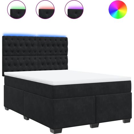 Maison Exclusive - Giroletto a Molle con Materasso Nero 140x190 cm in Velluto