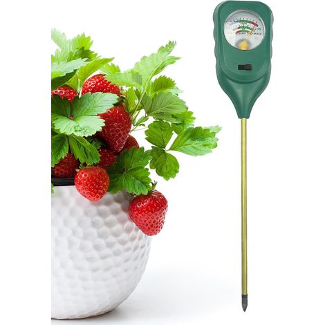 Rasen-pH-Tester für den Boden – 3-in-1-Bodenfeuchtigkeitsmessgerät, digitaler Bodentester für, Gartensonde, Bodentest-Set für Bauernhof, Rasen, Garten, Innen- und Außenbereich