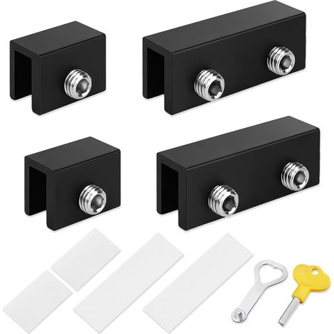 Juego de 4 cerraduras para ventanas corredizas, tope ajustable para puertas corredizas con llave, cerraduras limitadoras para ventanas y puertas corredizas. (1/5)