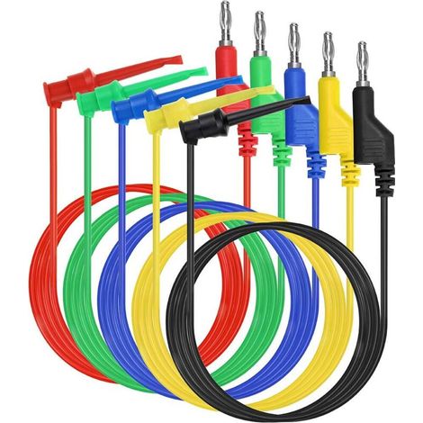 39-Zoll-Multimeter-Messleitungssatz – 5-teiliges Set mit stapelbaren Bananensteckern und Prüfhakenkabeln, inklusive flexibler Schutzleitungen für elektrische Prüfungen bis 500 V/5 A (1/4)