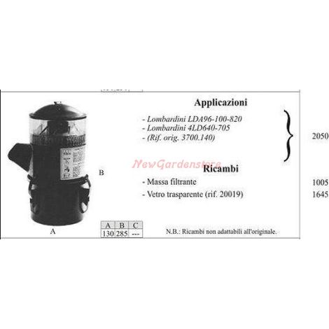 Filtro aria LOMBARDINI per motocoltivatore LDA96 100 820 2050