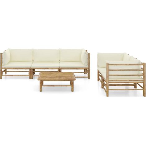 Maison Exclusive - 6-tlg. Garten-Lounge-Set mit Cremeweißen Kisse (1/5)