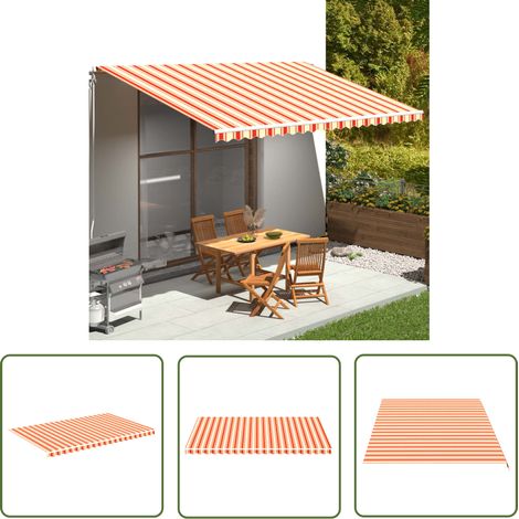 The Living Store Tissu de remplacement pour auvent Jaune et orange 5x3 m - Tissus D'ombrage - Auvent De Jardin - Toile D'auvent - Parasol De Jardin - Protection Solaire (1/5)