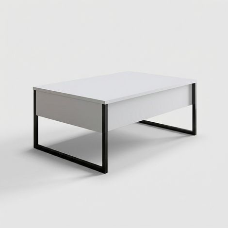 Mesa de centro moderna con patas de metal Luxe Blanco - Negro