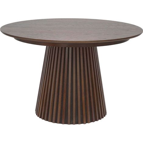 Altobuy – Table extensible 200cm – Pied central relief MDF placage chêne fumé – 2 rallonges 40x120cm – Pour 8 convives
