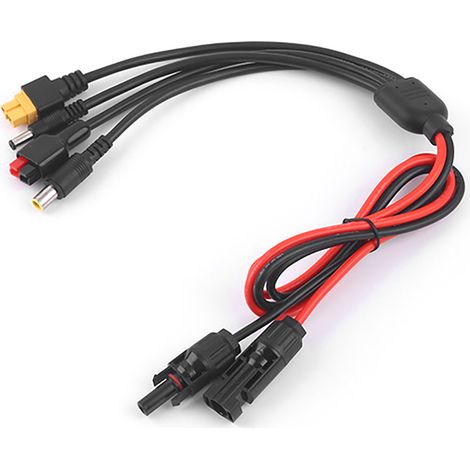 Câble d'extension de panneau solaire 4 en 1 DC5521 7909 XT60, connecteur femelle, cordon photovoltaïque, fil PV 30A pour alimentation électrique (1/5)