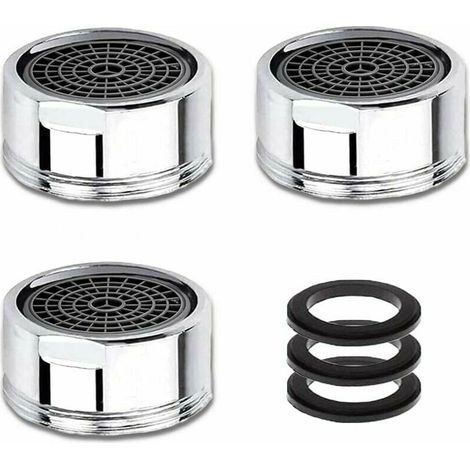 M20 Wasserhahnbelüfter, Set mit 3 Wasserhahnbelüftern mit Edelstahlfilter, Wassersparer, 20 mm Außengewinde.