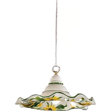 Lampadario ceramica lampadari bartalini 2217.3 e27 led 32cm piatto girasole artigianale