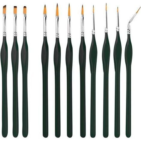 Ensemble de 11 pinceaux professionnels pour détails acryliques, aquarelle, petits pinceaux fins et modélisme (1/5)