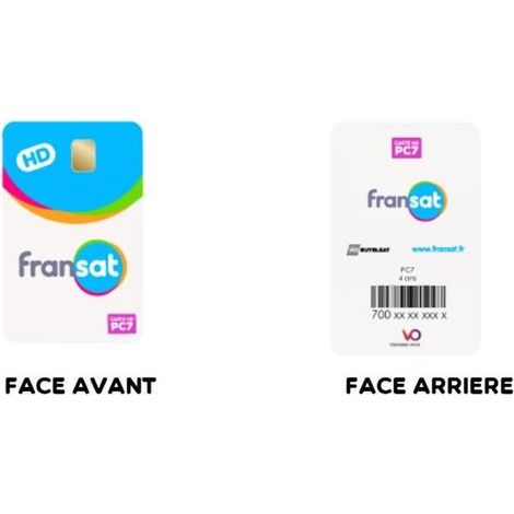 CARTE FRANSAT HD PC7 - VALABLE PAR 4 ANS - NOUVELLE 2022