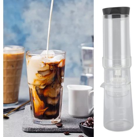 Wiederverwendbare Kaffeemaschine für Kaltbrühkaffee, Kaffeemaschine mit abnehmbarem Kaltbrüh-Aufsatz, 400 ml. (1/5)