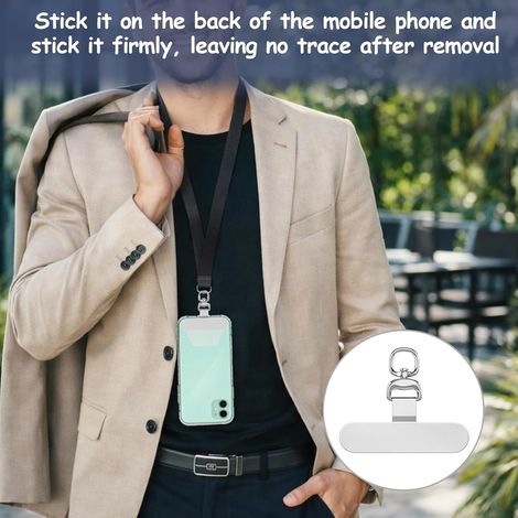 Lot de 2 coussinets universels pour téléphone portable - Pivotant à 360° - Support universel pour la plupart des smartphones - Remplacement de sangle de téléphone portable - Argenté (1/2)