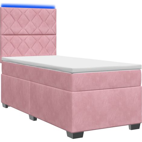 Maison Exclusive - Letto box spring con materasso Rosa 90 x 200 cm Velluto (1/5)
