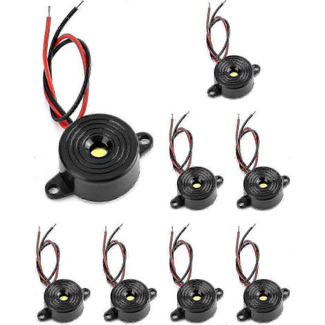 Lot de 8 buzzers électroniques piézoélectriques 3-24 V, 87 dB, pour circuits physiques, alarme sonore continue, longueur de câble 100 mm. (1/5)