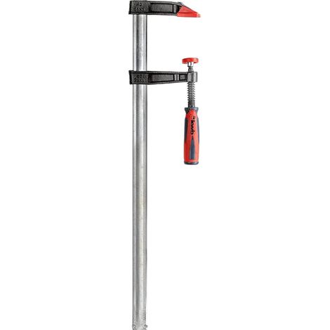 kwb Profi Schraub-Zwinge mit 2-Komponentengriff 80x500, Spann-Weite 500 mm, Spanntiefe 80 mm, Spannbacken aus Temperguss-Stahl, Schraubzwenge mit Hohlprofilschiene (1/2)