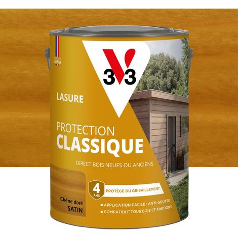 Lasure Bois extérieur Chêne doré - Protection Classique 4 ans - Protège du grisaillement - Direct bois neufs ou anciens - Texture anti-goutte - 5L (1/5)