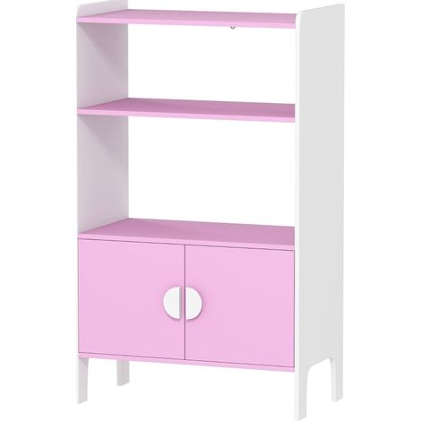 Libreria per bambini 2 ripiani 2 vani MDF rosa e bianco 60 x 35 x 100 cm MODENUIT (1/5)