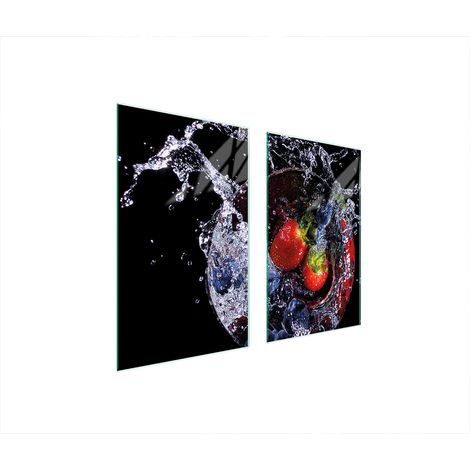 PLAQUE DE PROTECTION EN VERRE POUR POÊLE 75x52 FRAISES (1/5)