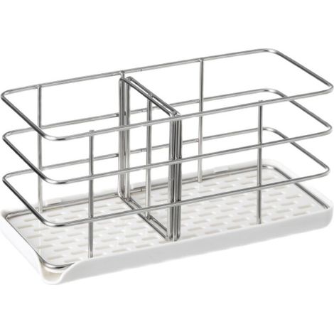 TRIP Porte Éponge Evier Cuisine, Organisateur d'évier avec Bac de Récupération, Rangement Evier Cuisine, Organisateur Cuisine, Comptoir Brosse Éponge Organiseur,Porte Éponge Evier en Acier Inoxydable (1/5)