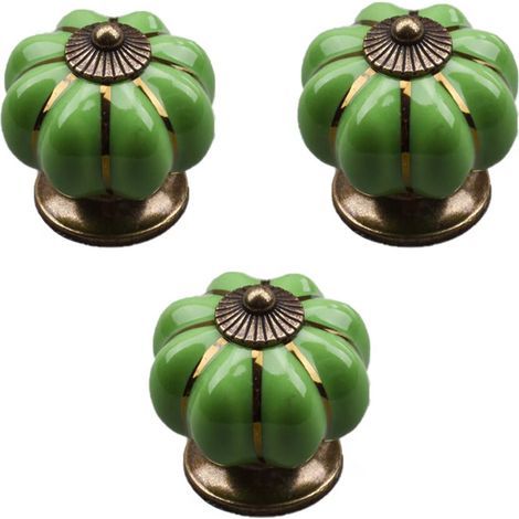 3 pomos de cerámica vintage con forma de calabaza de 40x40 mm (diámetro x altura), tiradores de muebles antiguos, pomos para puertas y cajones con tirador de tornillo para cocina, armario, cómoda y ve (1/5)