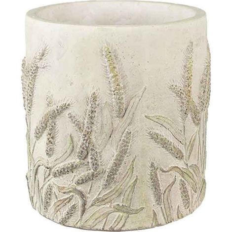 Pot de fleurs pierre tige de blé beige vert 13x13cm (1/2)