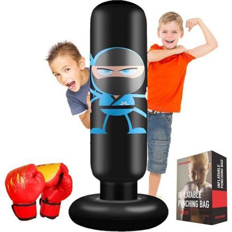 Sac De Frappe - 160 Cm - Pvc Amélioré - Pour Enfants - Karaté Et Kickboxing - Avec Gants Et Pompe - 1 Pièce (1/5)