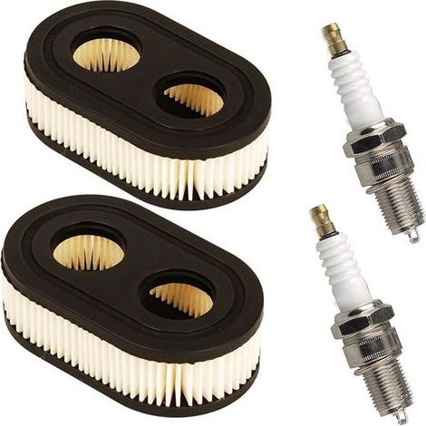 Lot de 2 filtres à air avec bougie d'allumage compatibles avec tondeuses à gazon Briggs & Stratton 798452 593260, Oregon 30-168, Rotary 14364 (1/4)