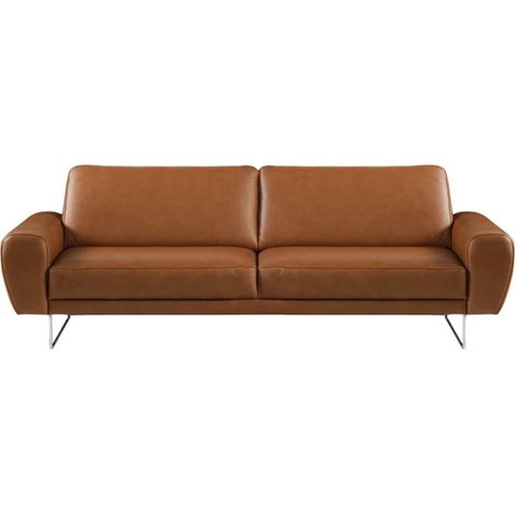 Canapé 3 places en 100% TOUT cuir italien de prestige, SPENCER, marron cognac (1/5)