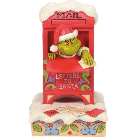 Statuetta Grinch Nella Cassetta Della Postale 15cm Rosso Jim Shore