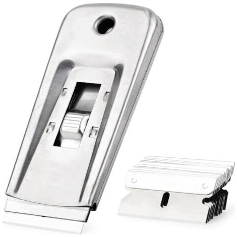 Métal Grattoirs, Verre Grattoir Vitrocéramique Plaque Grattoir avec 10 pièce Lames Métallique, pour enlever Les étiquettes, a Colle, décalcomanies Autocollants et Plus (1/5)
