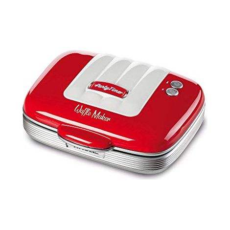 Ariete 1973 Waffle Maker Party Time - Piastra Elettrica per Waffle - Piastre Antiaderenti - 700 Watt - Rosso (1/4)