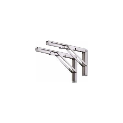 Soportes plegables para estantes, paquete de 2, acero inoxidable, montaje en pared, soportes extensibles con tornillos, 350 mm x 175 mm (14 pulgadas), color plata - Crezuo (1/4)