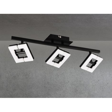 LED Deckenstrahler in Schwarz / Weiß, Spots geteilt, Breite 51cm (1/3)