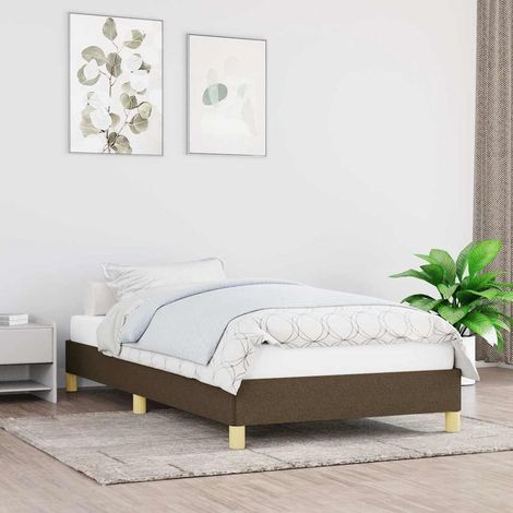 Estructura de cama sin colchón tela marrón oscuro 90x190 cm (1/5)