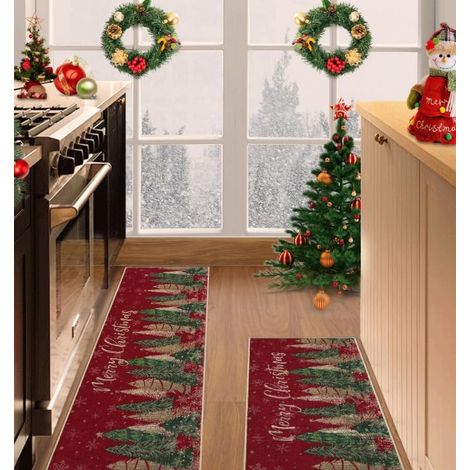 Paillasson Noël Antiderapant Lavable Sapin Rouille Int/Ext (1/5)